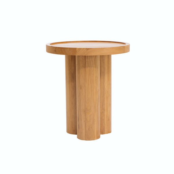 English Elm Round Oak Veneer Pedestal End Table Natural Grain Accent for Living Room or Bedroom N768P399823N