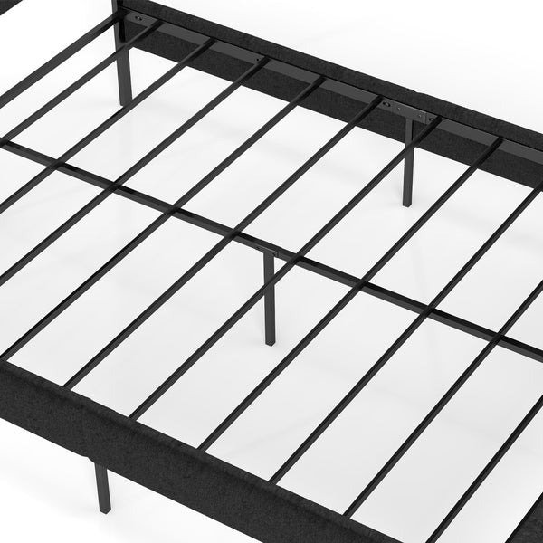 English Elm Queen Upholstered Platform Bed Fabric Headboard 14 Inch Storage No Box Spring T3963P383602