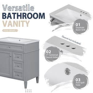 English Elm 30'' Modern Bathroom Vanity Set With Mirror, 2 Drawers & Tip-Out, Stylish Storage For Small Spaces SW000127AAE-3