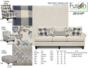 Fusion Catalina Linen Chair & Half In Khaki - Versatile Tapered Leg Design With Reversible Cushions & Pillows Khaki S,100% Polyester 2812 Catalina Linen Chair 1/2