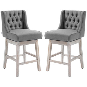 English Elm Homcom Wingback Counter Stools Set of 2 Swivel Tufted Upholstered Kitchen Bar Seating W2225P217148