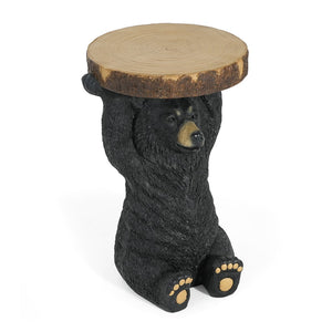 English Elm Christopher Knight Home® - Black Bear MGO Side Table Pedestal — Hand-Painted Resin Bear Stool with Faux Wood Top, Indoor/Outdoor Decor N765P353629K