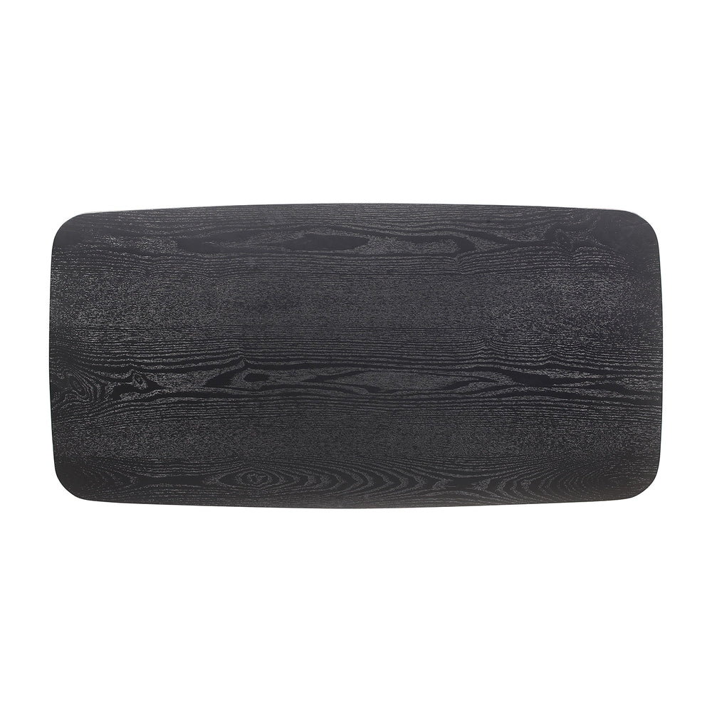 English Elm 3 Mid-Century Black 3-Piece Rectangular Coffee & End Table Set with Chamfered Edges, Ash Veneer Finish B016P373116