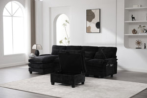 English Elm United U-Shape 106" Sectional Sofa - Cloud Couch With Usb Ports, Storage Ottoman & Comfy Pillows W1568S00229-GIGA