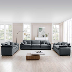 English Elm Modern 3-Piece Sofa Set With Ergonomic Design, Soft Grey Corduroy Upholstery & Flexible Seating Options W714S00754