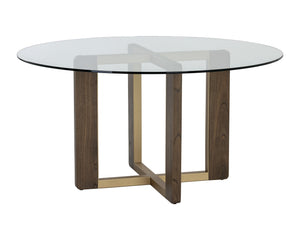 Sunpan Rejane Dining Table Base - Elegant Mindi Wood and Iron Design for Stunning Glass Table Combinations Gold / Raw Umber