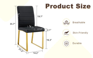 English Elm 6-pack Pu Leather Dining Chairs with Iron Frame and Thick Foam Cushion for Home or Office W2920S00102