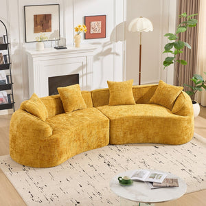 English Elm Yellow Curved Compressed Sofa - Nordic Design, Soft Upholstery, Versatile Comfort For Any Space W3612S00011-GIGA