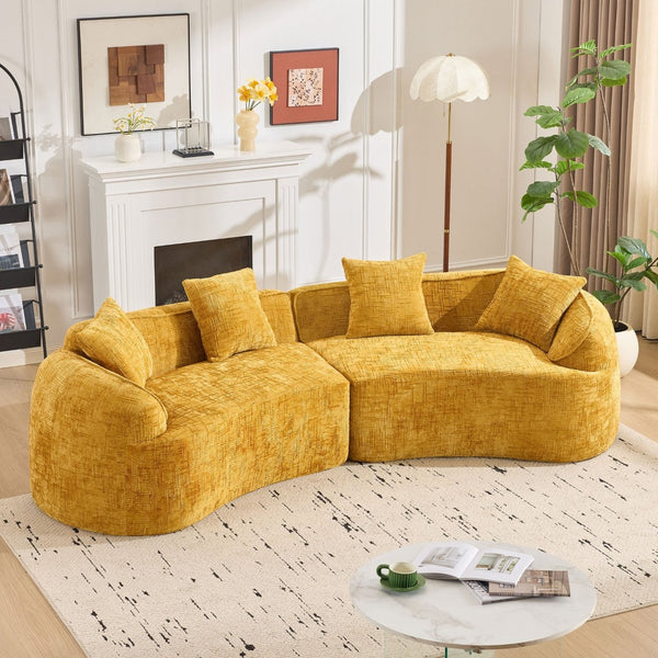 English Elm Yellow Curved Compressed Sofa - Nordic Design, Soft Upholstery, Versatile Comfort For Any Space W3612S00011-GIGA