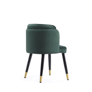 English Elm Zephyr Velvet Dining Chair with Solid Wood Frame, Gold-Tip Splayed Legs and Tulip Stitching Green B365P397757