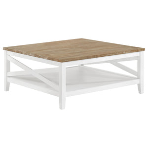 English Elm Evanston Wire-brushed Ash Veneer Square Coffee Table with Open Shelf Farmhouse Design B062P441455