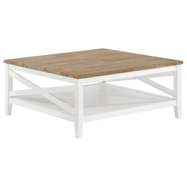 English Elm Evanston Wire-brushed Ash Veneer Square Coffee Table with Open Shelf Farmhouse Design B062P441455