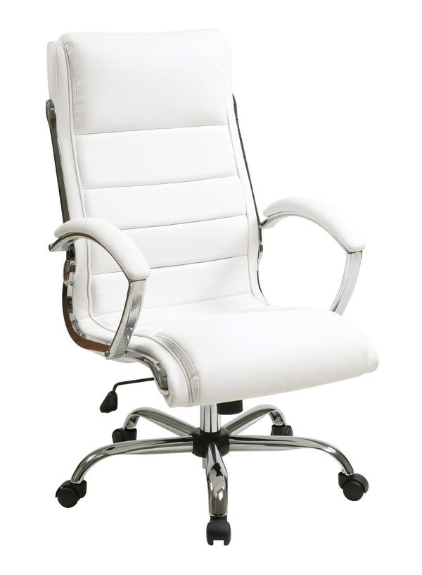 OSP Home Furnishings Executive Faux Leather Office Chair with Lumbar Support Chrome Accents and Padded Arms FL1327C-U11