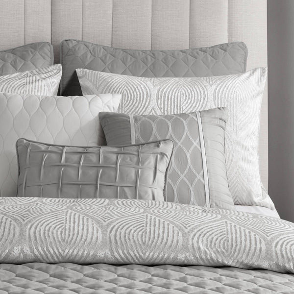 English Elm 10- Piece Queen Velvet Jacquard Comforter Set with Quilted Shams and Decorative Pillows Grey B035P482943