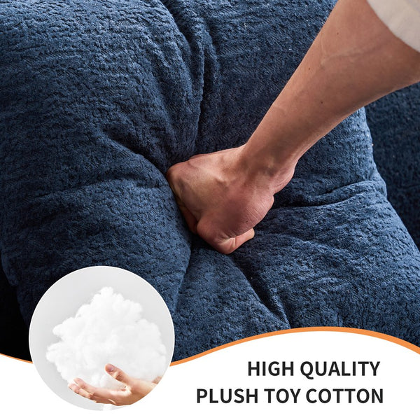 English Elm Compression Compression Sponge Sofa Curved Modular Sectional with 30D High-Density Chenille Sleeper for Cozy Apartment Living Room Comfort and Safe Rounded Design Antique Blue W2231S00019