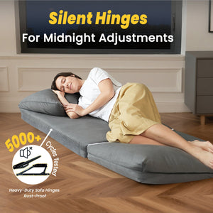 English Elm Aria Modern Floor Sectional Sofa Bed - 6-Position Adjustable, Quick-Fold, Pet-Friendly, Space-Saver W3391S00015