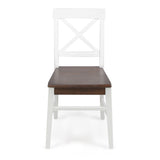 Christopher Knight Home® - Noble House - Roshan Farmhouse Walnut Finish Acacia Wood Dining Chairs with White Finish Frame