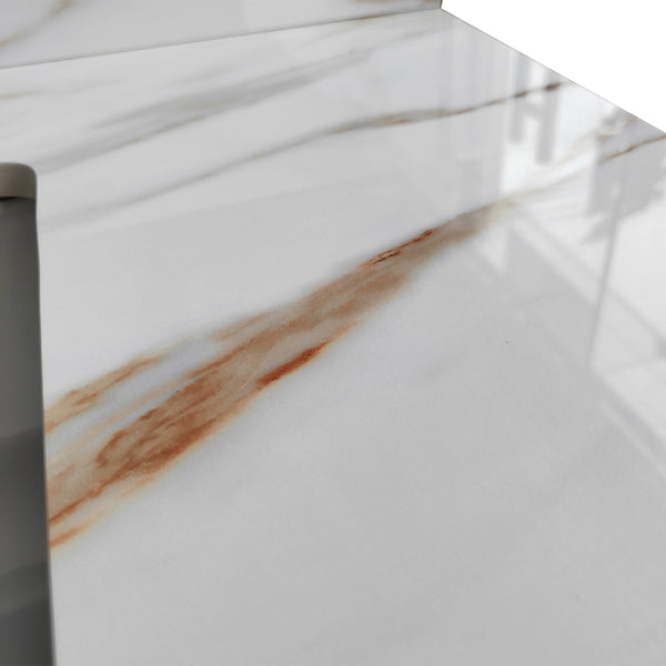 English Elm 43 Inch Marble Vanity Top - Elegant Carrara Design With Undermount Sink, 4" Backsplash, Easy Install W2699P192443