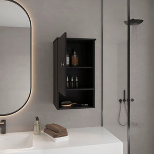 English Elm Medicine Compact Wall Cabinet with Mirror Door, Engineered Wood Storage, Durable, Space-Saving Design Black 29.92 L x 18.9 W x 4.33 H B097P250858