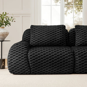English Elm 114" Oversized U-shaped Sectional Sofa Flannelette Modular Living Room Couch with Ottoman W714S01534