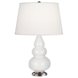 Robert Abbey Lily Small Triple Gourd Accent Lamp Lily Glazed Ceramic with Antique Silver Finished Accents Pearl Dupioni Fabric Shade