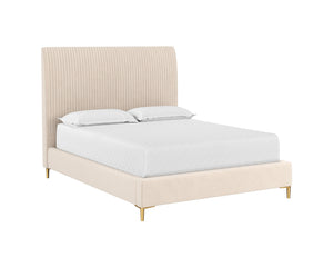 Sunpan Harris Bed - Modern Upholstered Design with Fine Tufting and Stainless Steel Gold Legs for Style Queen