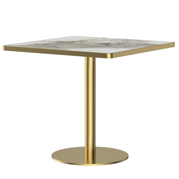 English Elm Square Modern Dining Table – 31.5" Bistro Table With Luxe Faux Marble Top & Sturdy Metal Frame W3316P375692-GIGA