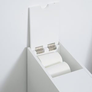 English Elm Free Standing Narrow Bathroom Cabinet White Mdf Four Zone Organizer with Drawers T3971P416021