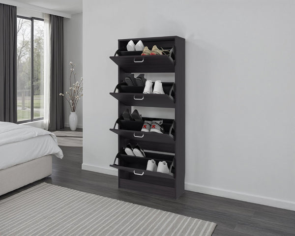 English Elm Kobuk Tall Enclosed Shoe Cabinet with Four Doors and Deep Shelves for Entryway B097P480476