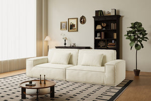 English Elm 106.3 Inch Large Striped Fabric Sofa - Modern, Comfortable Design For Living Room & Bedroom Bliss W3147S00018