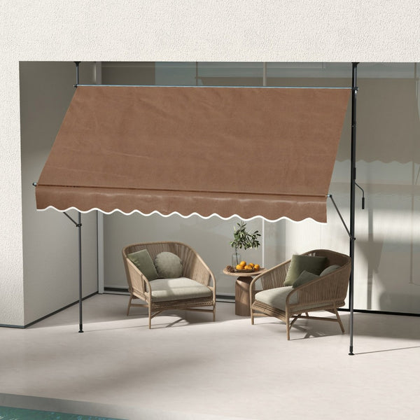 English Elm Outsunny Freestanding Manual Retractable Awning, 118" Uv-Protected Shade For Decks & Windows W2225P200707-GIGA