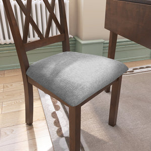 English Elm Foldable Extendable Dining Table Set with Drop Leaves and 4 Upholstered Chairs for Small Spaces Brown N752S010617D