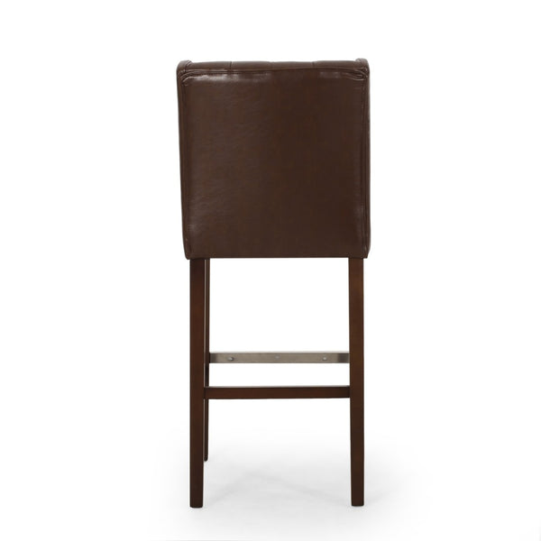 English Elm 30.5 Inch Tufted Pu Upholstered Bar Stool with Metal Footrest for Kitchen Island N780P366612D