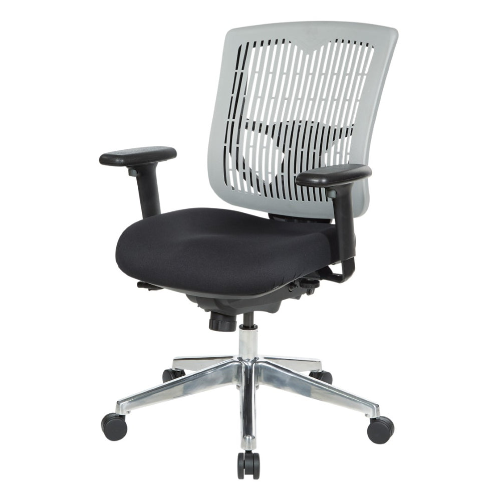 OSP Home Furnishings Contoured Ergonomic Manager Chair with Lumbar Support Foam Seat and Chrome Rolling Base 97898CGY-30