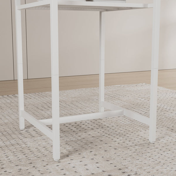 English Elm Bar bar table set of 3 with 2 backrest stools and partition — durable iron frame, modern counter dining solution beige brown W578P303857