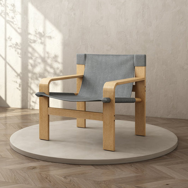 English Elm Detachable Oak Accent Chair with Solid Wood Frame, Wide Armrest, Removable Washable Linen Cover DARK GREY W2336P251806