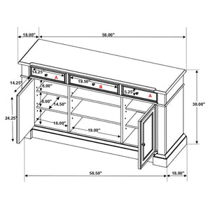 English Elm Vallerie Modern Farmhouse 8-Pc Dining Set with Dual Pedestal Table, Beige Velvet Tufted Chairs, Server B062S00813