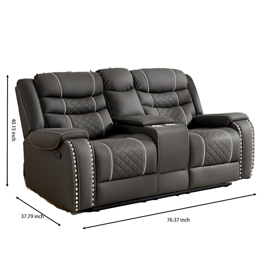 English Elm Recliner Club Chair Microfiber Upholstered with Brass Nailhead Trim for Living Room W3900P386434