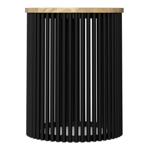 English Elm Demy Tall Side Table with Solid Mango Wood Top & Black Metal Base, Slim Eco-Friendly Accent (98) B136P361859