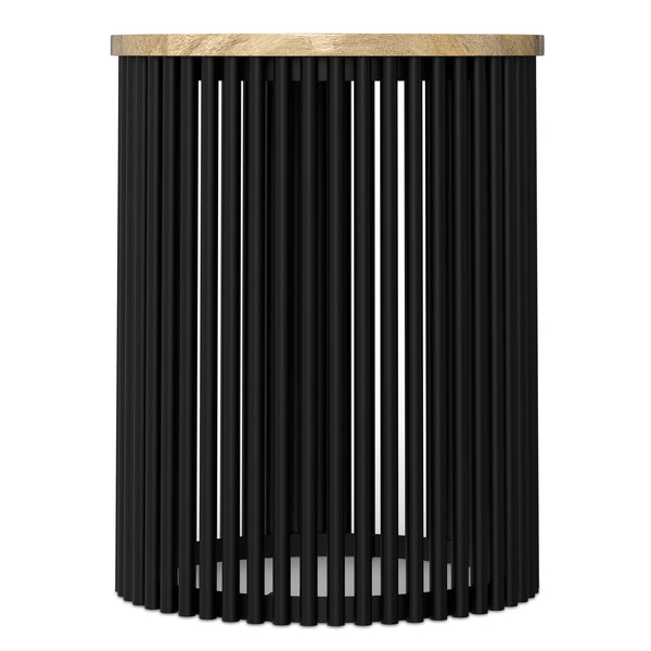English Elm Demy Tall Side Table with Solid Mango Wood Top & Black Metal Base, Slim Eco-Friendly Accent (98) B136P361859