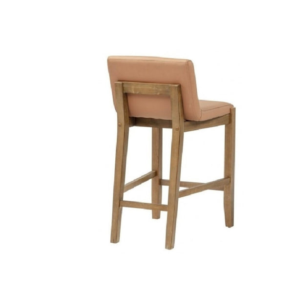 English Elm Solid Wire-brushed Wood Counter Stools Set of 2 with Flax Cushion for Kitchen Island B011P474550