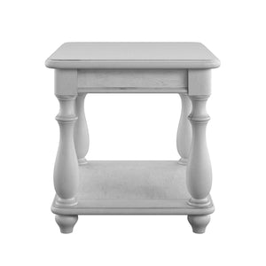 English Elm Wallace & Bay - Gray Square End Table with Oyster Coastal Finish, Solid Wood, Easy-Care 24" Square Accent Table B2709P212401