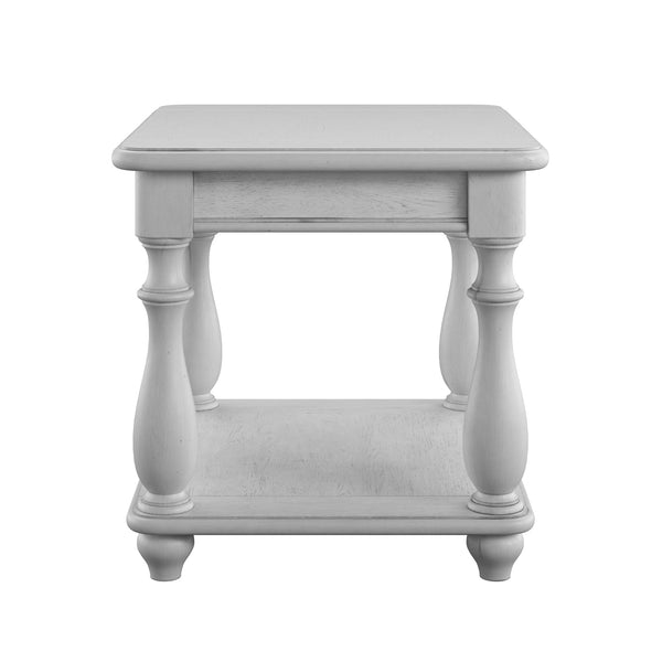 English Elm Wallace & Bay - Gray Square End Table with Oyster Coastal Finish, Solid Wood, Easy-Care 24" Square Accent Table B2709P212401
