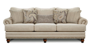 Fusion Cary's Elegant Beige Sofa With Nail Head Trim, Flared Arms, And Reversible Cushions For Versatility Beige S,100% Polyester 2820-kp Cary's Doe Sofa