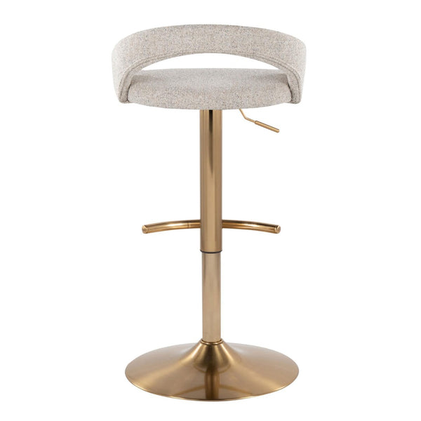 English Elm Adjustable Swivel Barstools Set of 3 Chrome Base Natural Wood Green Fabric Seat Oat B202S02035