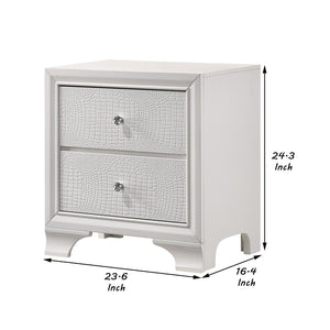 English Elm Wood and Metal Two Drawer Nightstand with Felt Lined Storage for Modern Bedrooms B056P416807