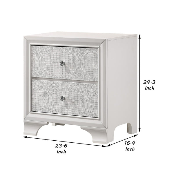 English Elm Wood and Metal Two Drawer Nightstand with Felt Lined Storage for Modern Bedrooms B056P416807
