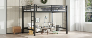 English Elm Queen Metal Loft Bed With Easy Climbing Ladder & Safety Guardrails – Perfect For Stylish Space-Saving! W1580S00341-GIGA