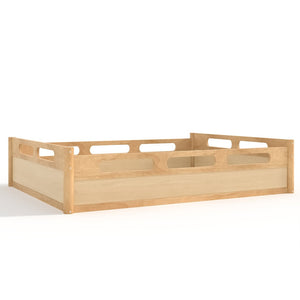 English Elm Queen Low Profile Floor Bed Pine Wood Frame Japandi Minimalist Bedroom Design Natural W1580P438796