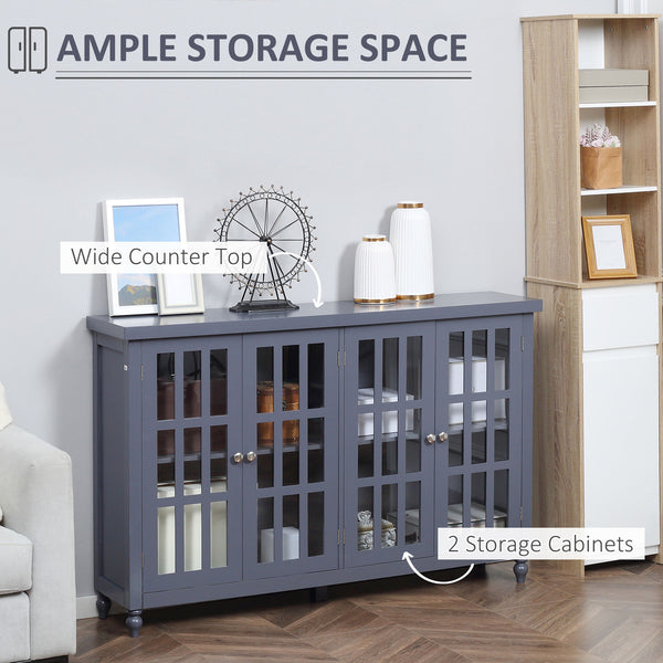 English Elm Homcom Modern Buffet Cabinet With Tempered Glass Doors, Adjustable Shelf & Stylish Gray Finish W2225P217376